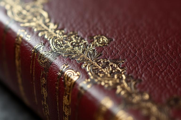 Zbliżenie na fakturę pełnej skórzanej oprawy